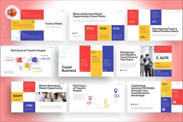 旅游业务信息图形PPT模板 - 顶尖PPT