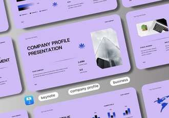 紫蓝极简主义商业公司简介keynote模板 - 顶尖PPT