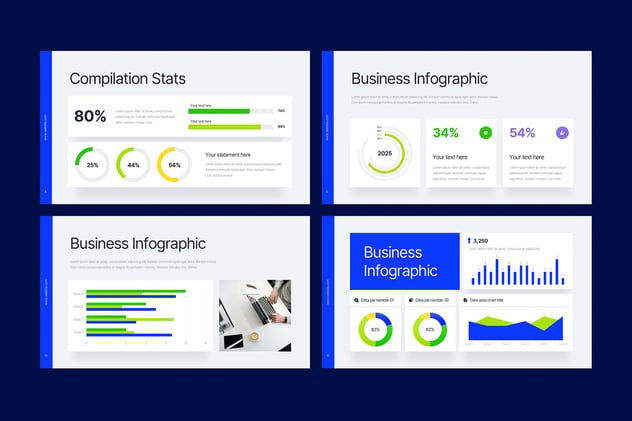 蓝绿商务信息图形PPT模板 - 顶尖PPT