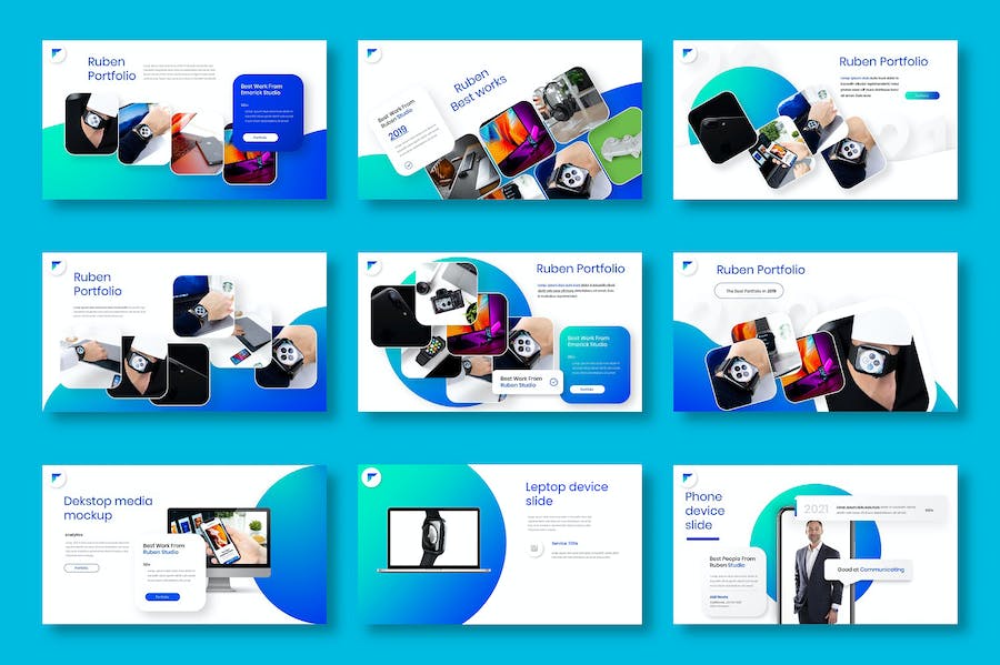 蓝色渐变色商业计划企业合作产品分析展示商务通用PPT模板 - 顶尖PPT