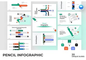 创意彩色铅笔信息图形keynote模板 - 顶尖PPT