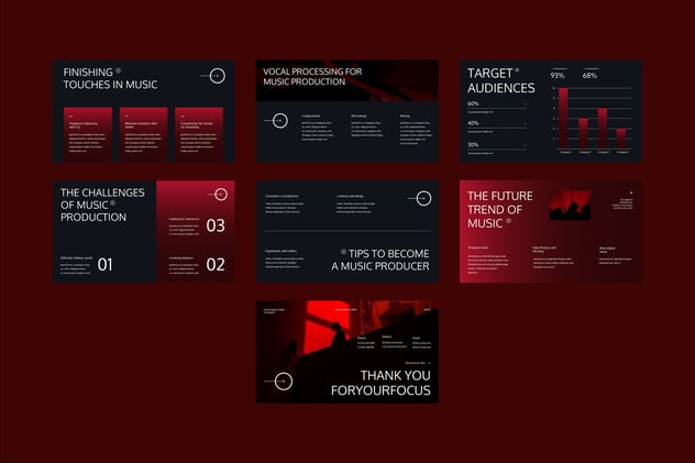 红黑配色音乐制作主题keynote模板 - 顶尖PPT