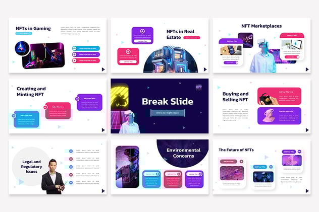 新拟态设计区块链NFT主题PPT模板 - 顶尖PPT