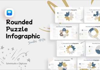 涂鸦风格圆形积木拼合信息图形keynote模板 - 顶尖PPT