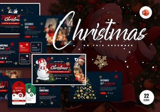 庆祝圣诞节新年PPT圣诞节快乐堆雪人PPT模板 - 顶尖PPT