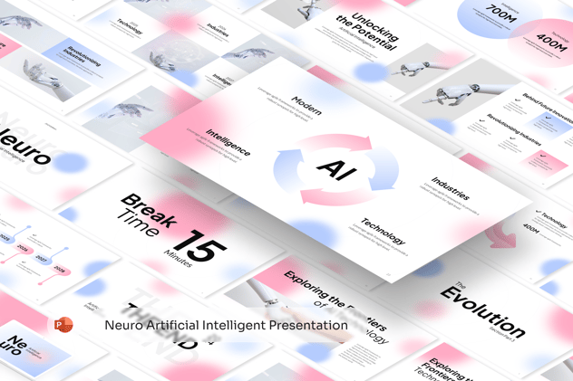 模糊背景人工智能AI ppt模板 - 顶尖PPT