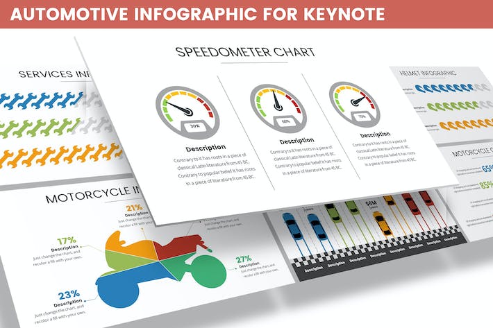创意汽车零部件信息图形图表keynote模板 - 顶尖PPT