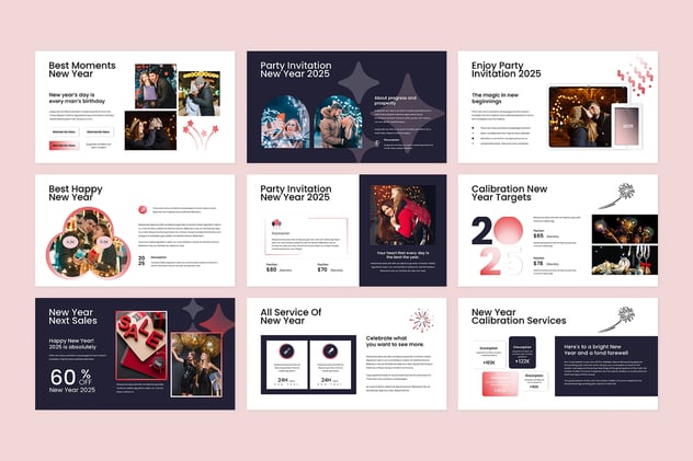 新年快乐晚会派对PPT模板模板 - 顶尖PPT