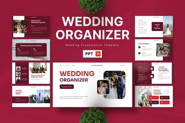 婚礼组织婚礼策划PowerPoint模板 - 顶尖PPT