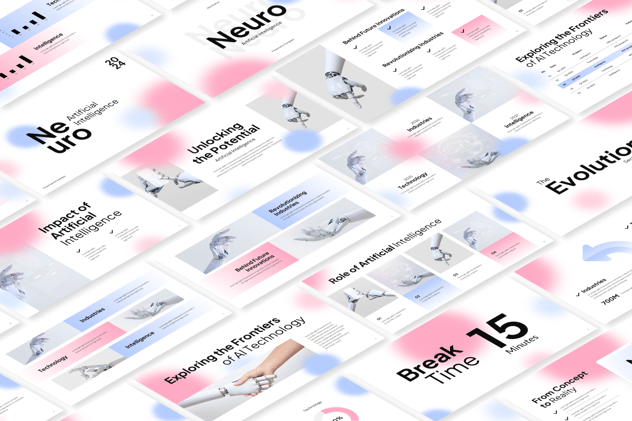 模糊背景人工智能AI ppt模板 - 顶尖PPT