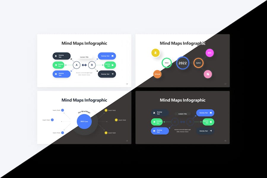 彩色微立体思维导图keynote图形模板 - 顶尖PPT