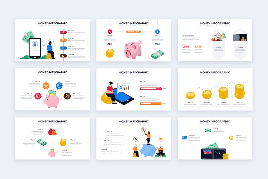 商业金融理财投资信息图表PPT模板 - 顶尖PPT