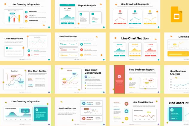 多种样式彩色折线图PPT模板 - 顶尖PPT