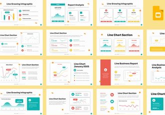 多种样式彩色折线图PPT模板 - 顶尖PPT