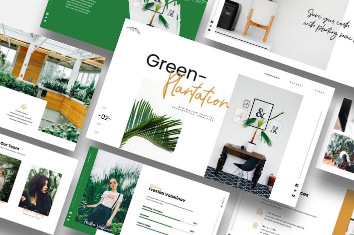 绿色植物园植物展示PPT模板 - 顶尖PPT