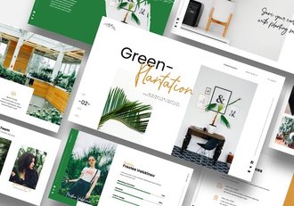 绿色植物园植物展示PPT模板 - 顶尖PPT