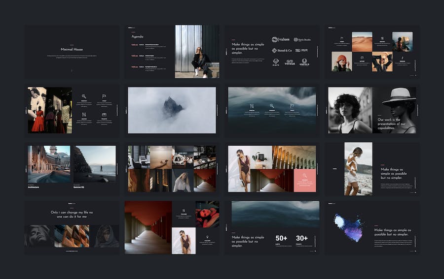 极简模特摄影图片展示keynote模板 - 顶尖PPT