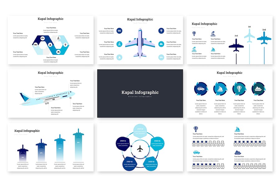 飞机市场占有率数据图形keynote模板 - 顶尖PPT