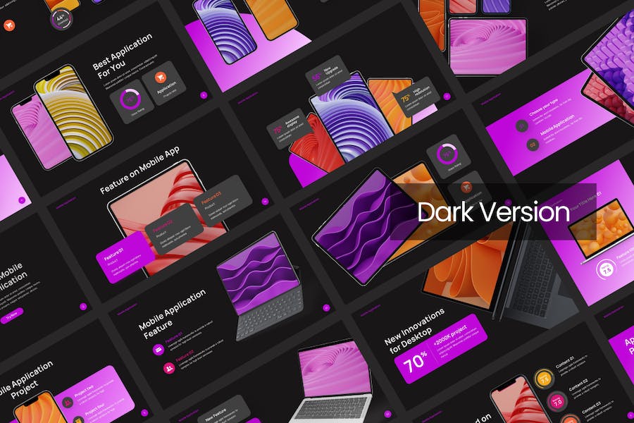 移动应用程序手机模型样机展示PPT模板 - 顶尖PPT