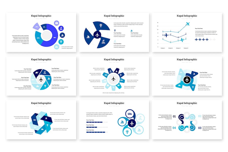 飞机市场占有率数据图形keynote模板 - 顶尖PPT