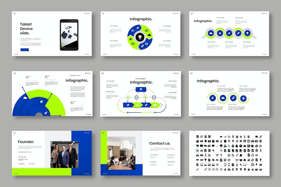 蓝色图片网格商务宣传Keynote模板 重试 - 顶尖PPT