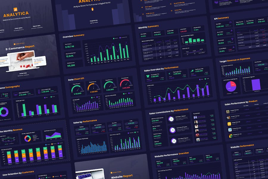 国外电子商务财务报表数据分析图表PPT模板 - 顶尖PPT