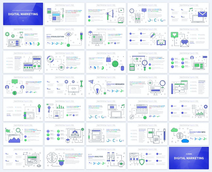 线条数字营销主题演讲信息图表keynote模板 - 顶尖PPT