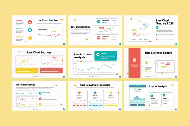 多种样式彩色折线图PPT模板 - 顶尖PPT