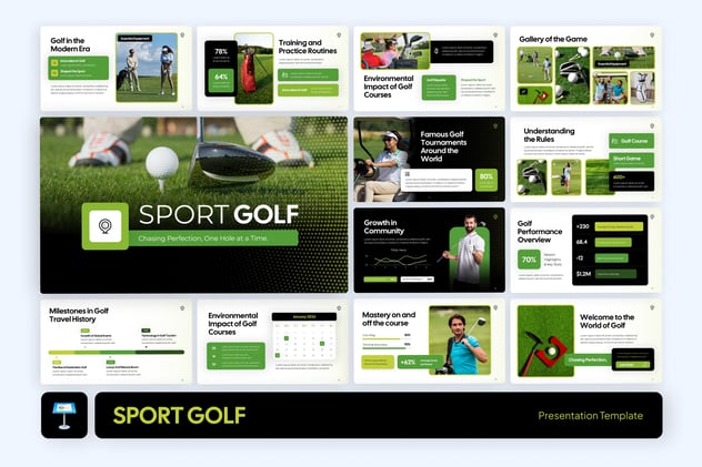 高尔夫俱乐部赛事介绍运动主题Keynote模板 - 顶尖PPT
