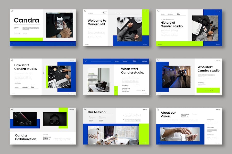 蓝色图片网格商务宣传Keynote模板 重试 - 顶尖PPT