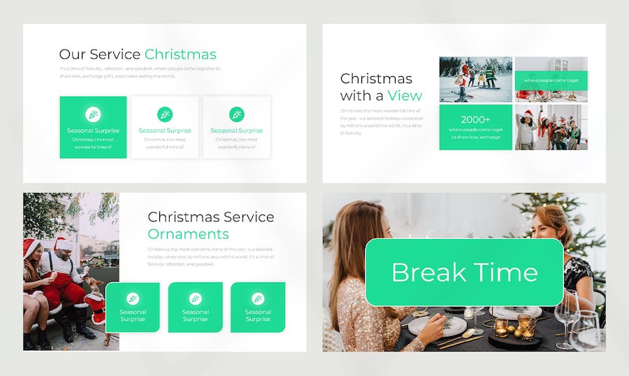 扁平化风格圣诞节活动派对圣诞快乐PPT模板 - 顶尖PPT
