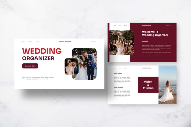 婚礼组织婚礼策划PowerPoint模板 - 顶尖PPT