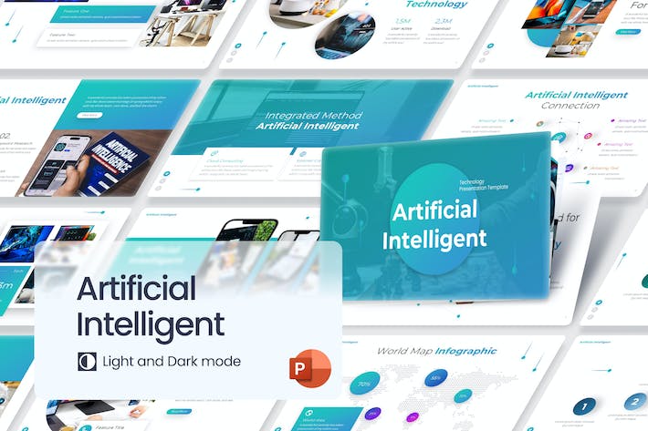 科技人工智能介绍AI PPT模板 - 顶尖PPT