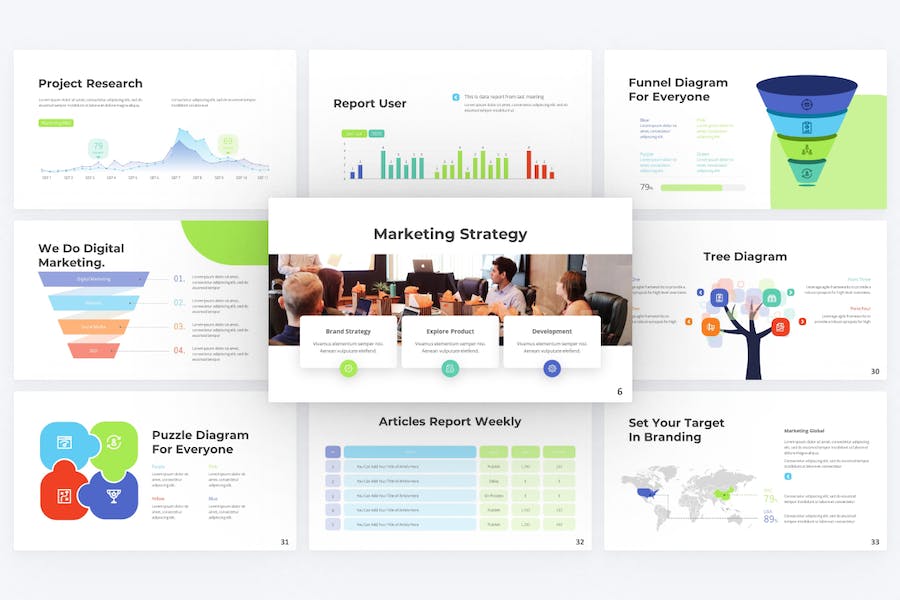 丰富多彩品牌营销策略keynote模板 - 顶尖PPT