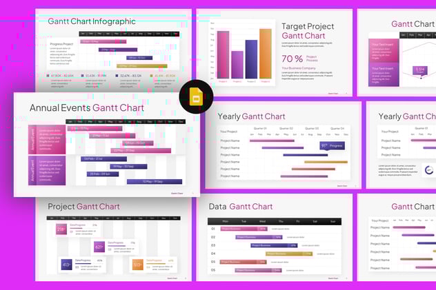 甘特图项目进度管理计划PPT模板 - 顶尖PPT