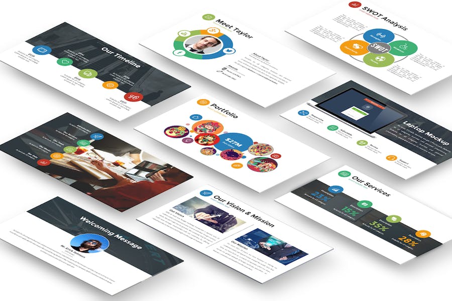 图标设计视觉展示PPT模板 - 顶尖PPT