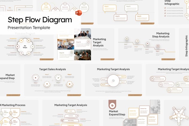 线稿描边步骤流程梳理信息图PPT模板 - 顶尖PPT
