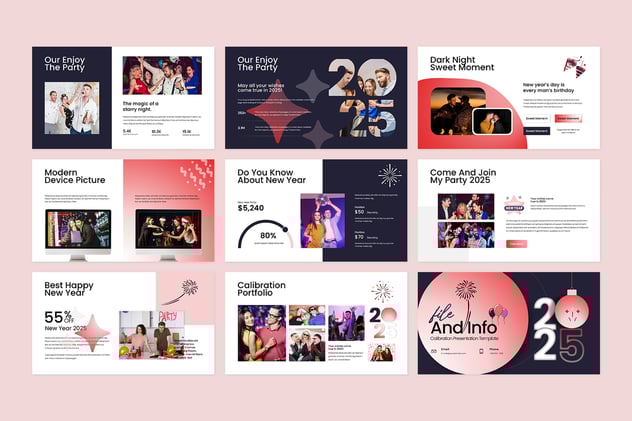 新年快乐晚会派对PPT模板模板 - 顶尖PPT