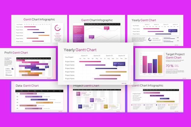 甘特图项目进度管理计划PPT模板 - 顶尖PPT
