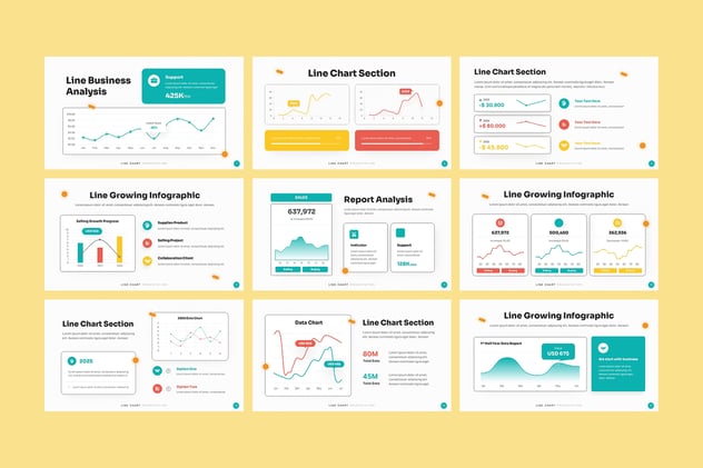多种样式彩色折线图PPT模板 - 顶尖PPT
