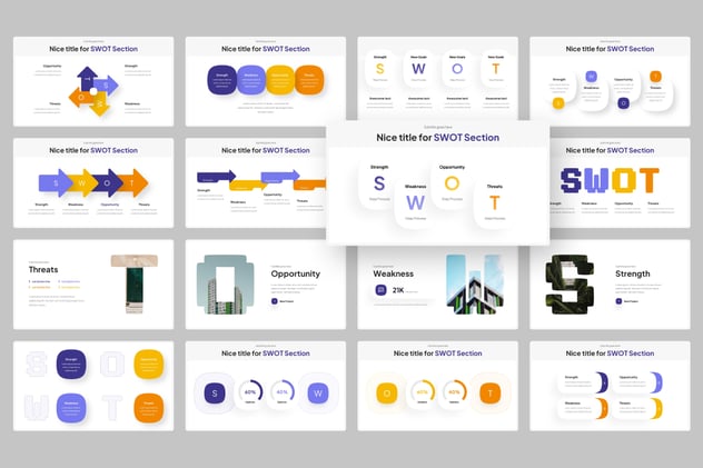 SWOT战略分析信息图形Keynote模板 - 顶尖PPT
