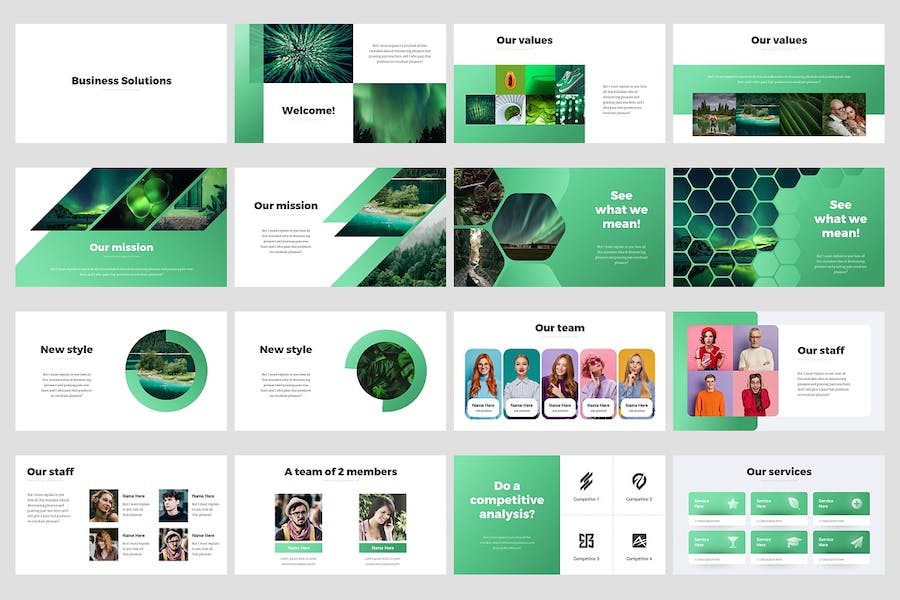 绿色业务合作企-解决方案商业计划多用途keynote模板 - 顶尖PPT