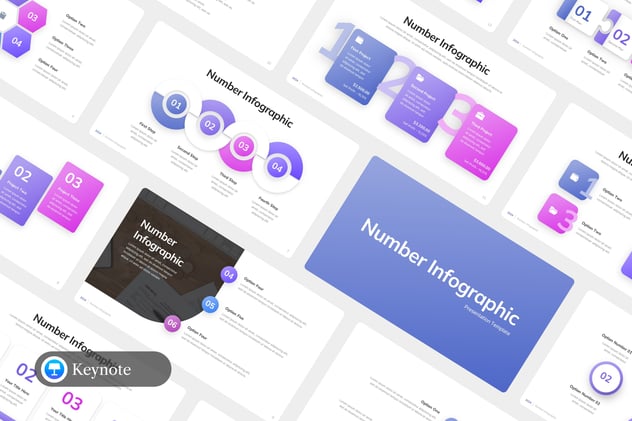 简洁数字时间线信息图形PPT模板 - 顶尖PPT