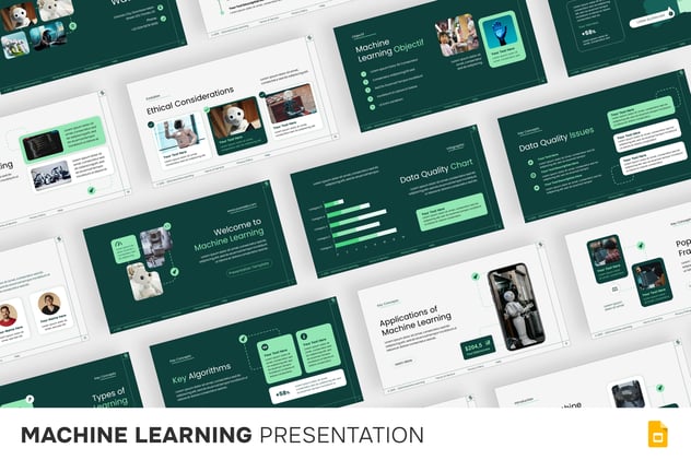 绿色机器AI学习PPT模板 - 顶尖PPT
