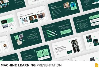 绿色机器AI学习PPT模板 - 顶尖PPT