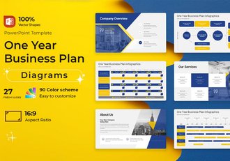 一年商业计划展示PPT模板 - 顶尖PPT