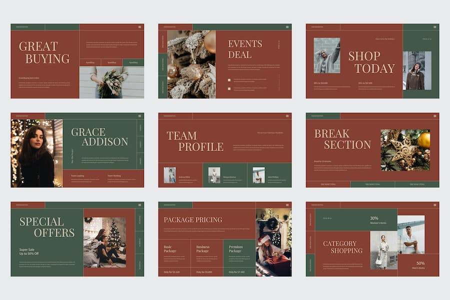 简约时尚风格圣诞节主题风格keynote模板 - 顶尖PPT