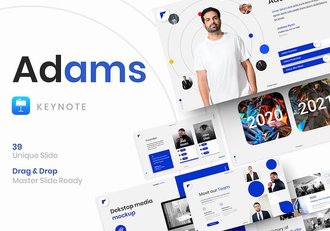 蓝白色图片网格商务提案Keynote模板 - 顶尖PPT