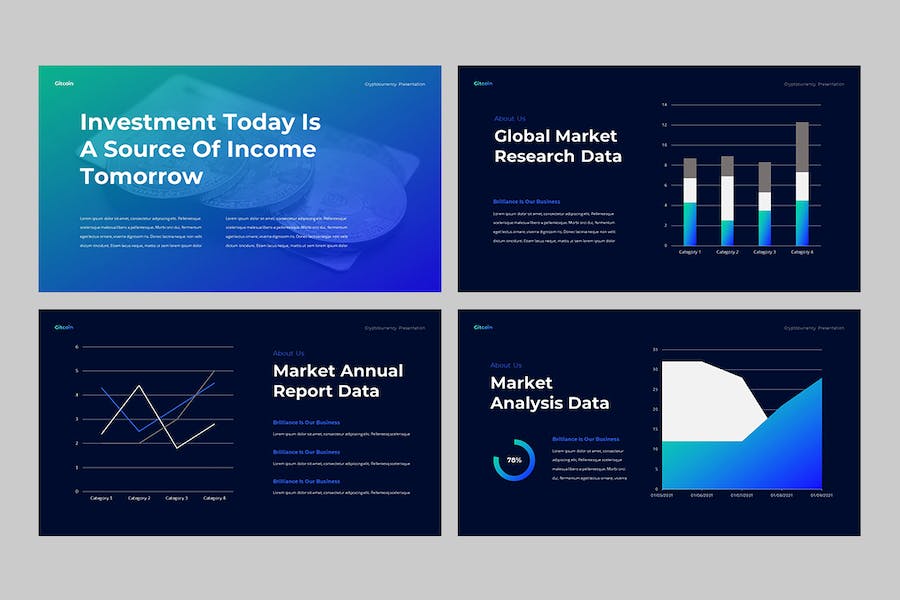 区块链数字货币行业方案PPT模板 - 顶尖PPT