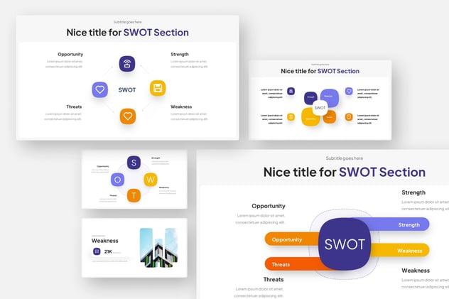 SWOT战略分析信息图形Keynote模板 - 顶尖PPT